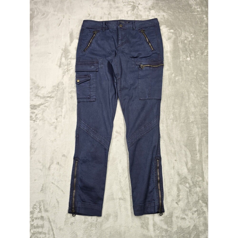 Polo Ralph Lauren Pants Womens Blue Cargo Sz 12 Zip Leg Slim Cotton Military